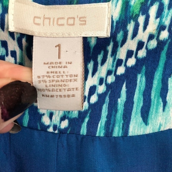 Chico’s Blue Watercolor Open Front Blazer - Picture 6 of 13